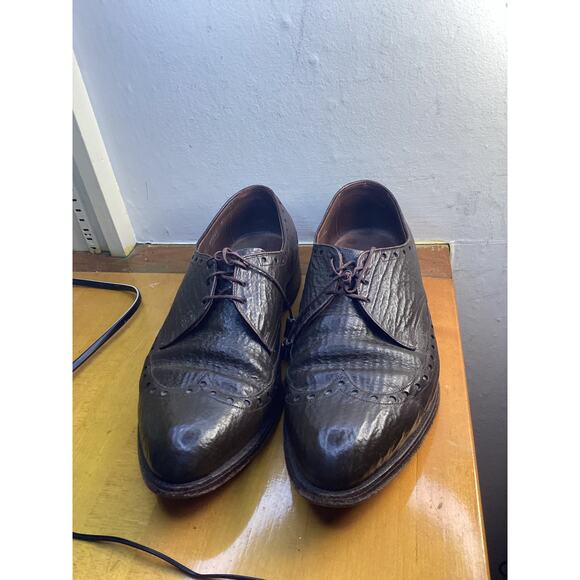 RARE SHARKSKIN ALLEN EDMONDS 9 NASSAU BROWN LONGWING BLUCHER DERBY VINTAGE